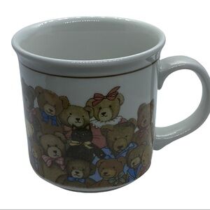 VTG Ceramic Otagiri Japan coffee tea mug pastel brown teddy bears graphics